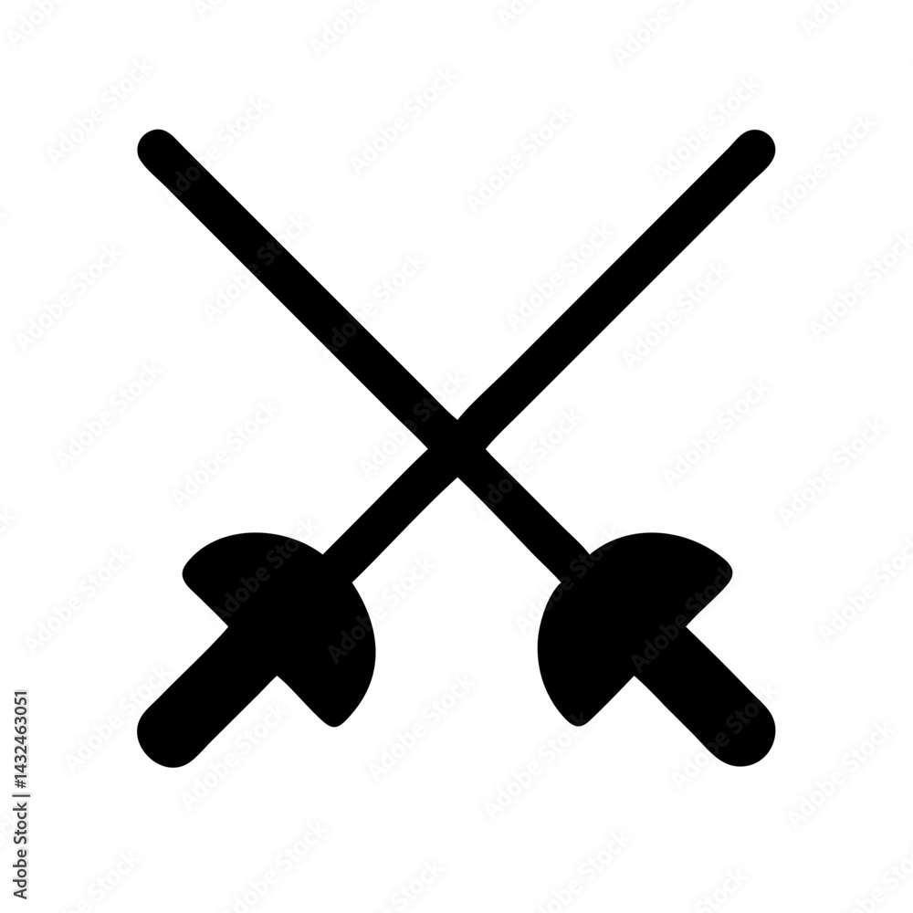 Crossed Fencing Swords Icon Design Crossed Fencing Swords Icon Design