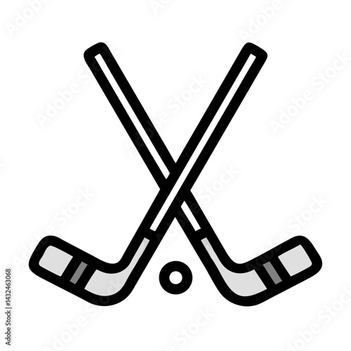 Crossed Hockey Sticks Icon Design