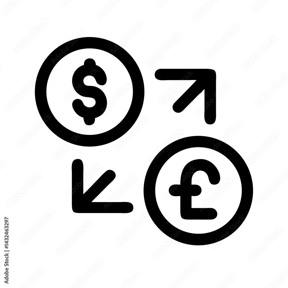 Currency Exchange with Arrows Icon Design Currency Exchange with Arrows Icon Design