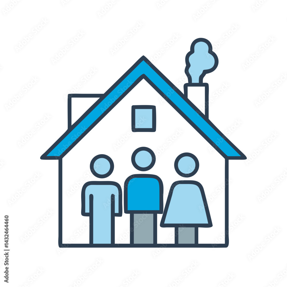 Family House with Chimney Icon Design Family House with Chimney Icon Design