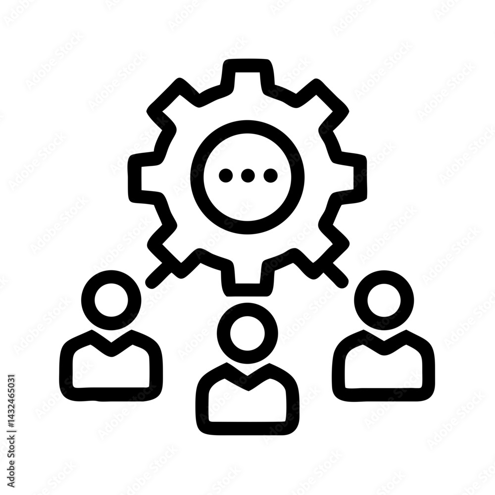 Gear with Group Chat Bubble Icon Design Gear with Group Chat Bubble Icon Design