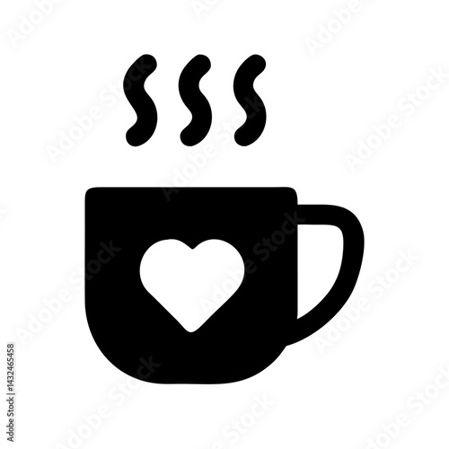 Heart Mug with Steam Icon Design