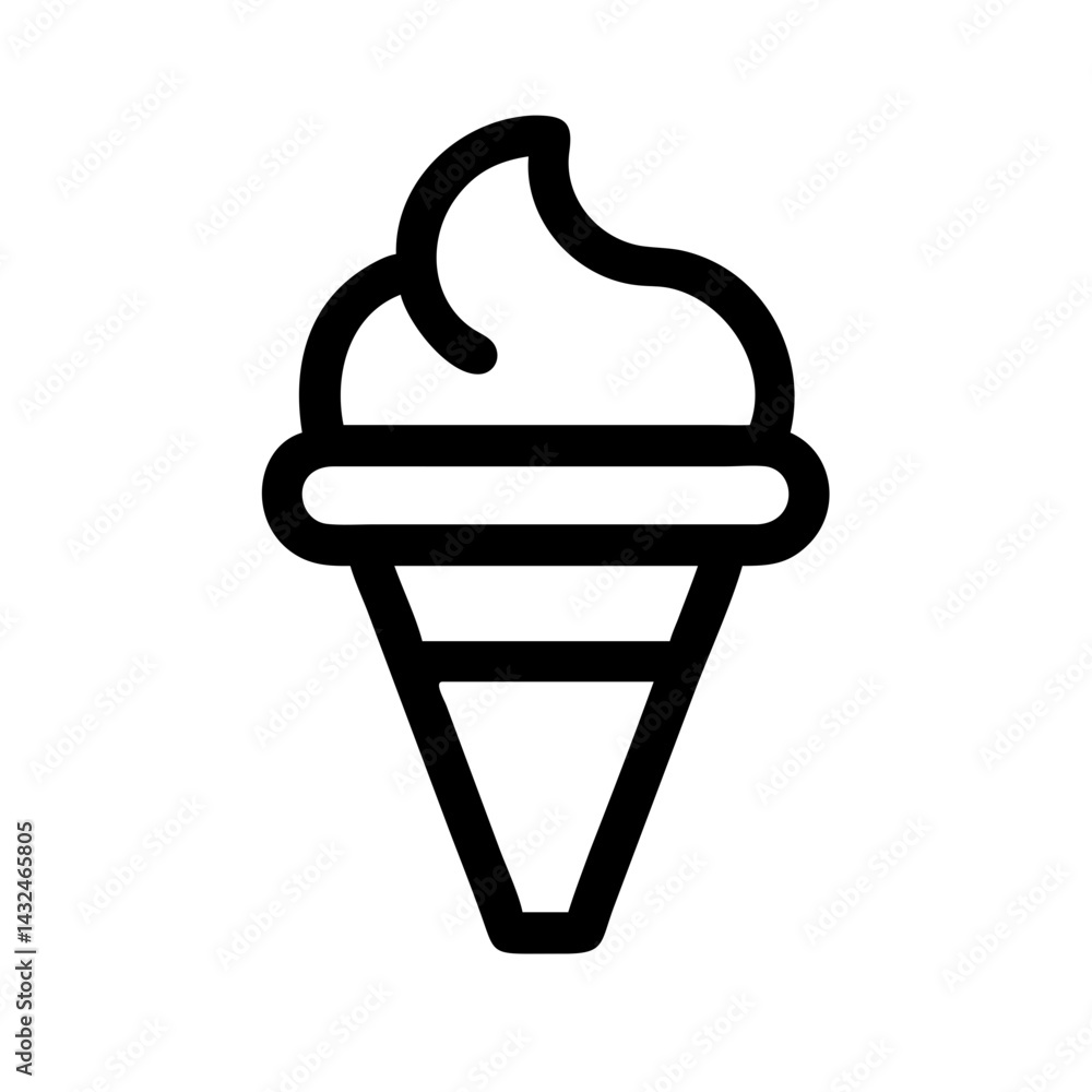 Ice Cream Cone with Swirl Icon Design Ice Cream Cone with Swirl Icon Design