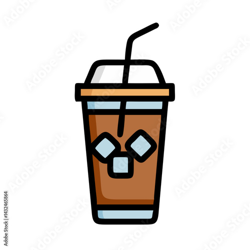 Iced Coffee Cup with Straw Icon Design