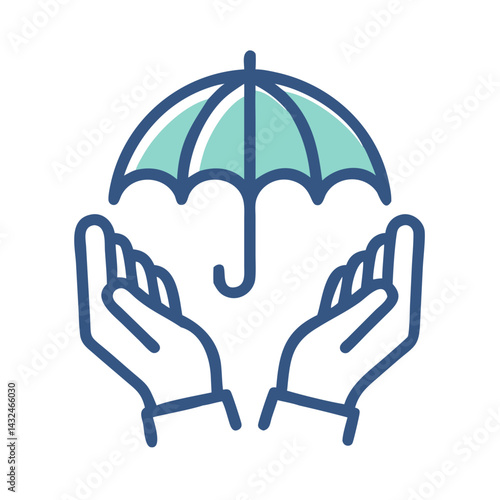 Insurance Hands Holding Umbrella Icon Design