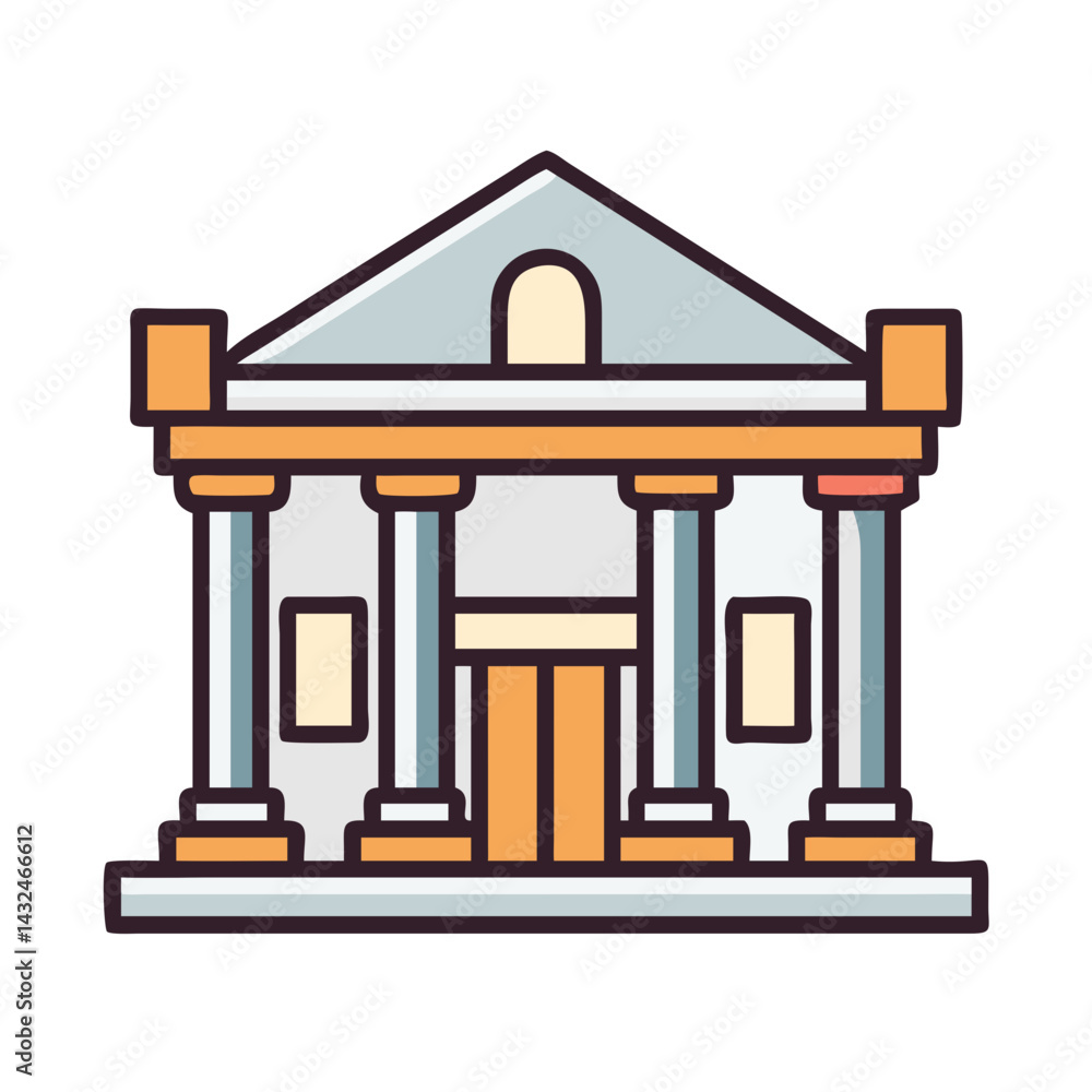 Luxury Villa with Columns Icon Design