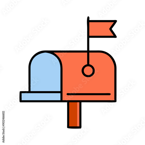 Mailbox with Raised Flag Icon Design