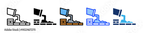 Concrete Pouring Icon Collection With Multiple Styles