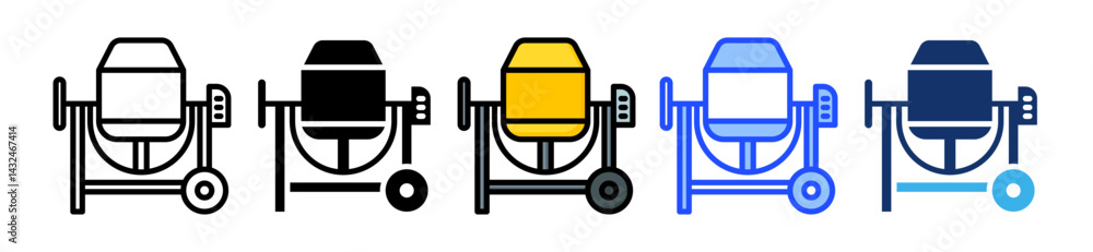 Cement Mixer Icon Collection With Multiple Styles Cement Mixer Icon Collection With Multiple Styles