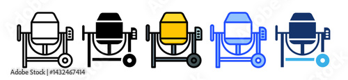 Cement Mixer Icon Collection With Multiple Styles