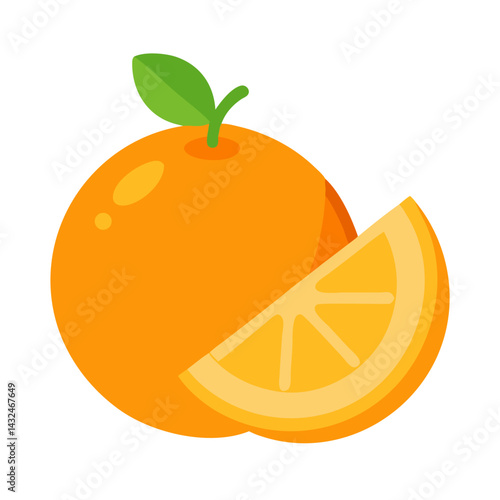 Orange Fruit with Slice Icon Design