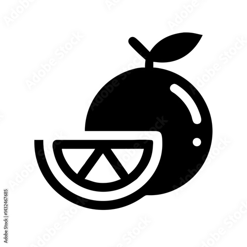 Orange Fruit with Slice Icon Design