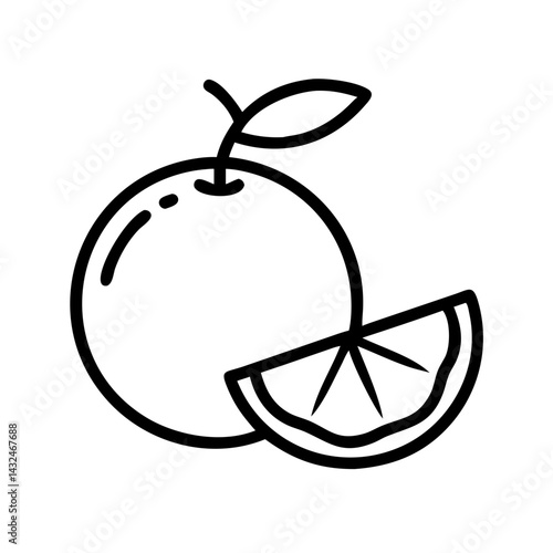 Orange Fruit with Slice Icon Design