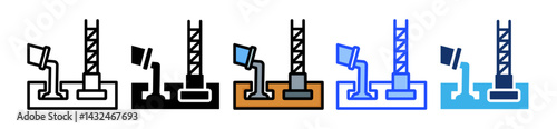 Building Foundation Icon Collection With Multiple Styles