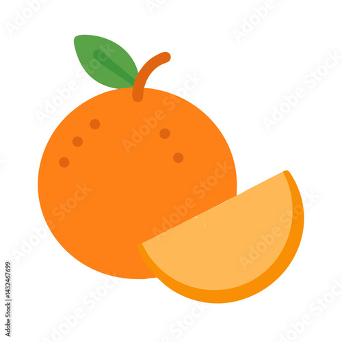 Orange Fruit with Slice Icon Design