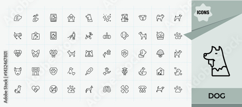 Set of Dog line icon. It contains symbols to animal, pets, puppy, pet and more. Web icons pack. Domestic icon set. Editable stroke. Vector illustration.