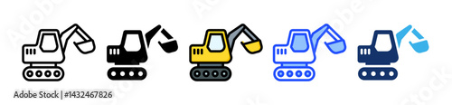 Excavator Icon Collection With Multiple Styles