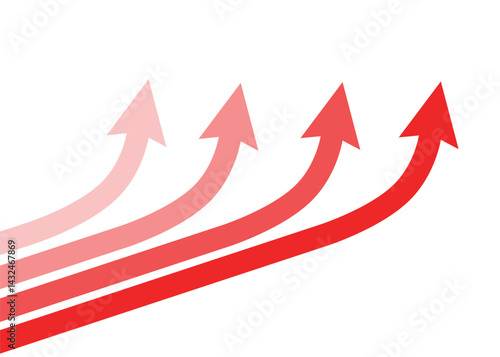 4 red arrows going up, represent competition, business growth and trading profit