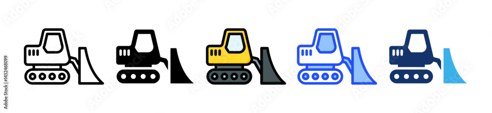 Naklejka premium Bulldozer Icon Collection With Multiple Styles