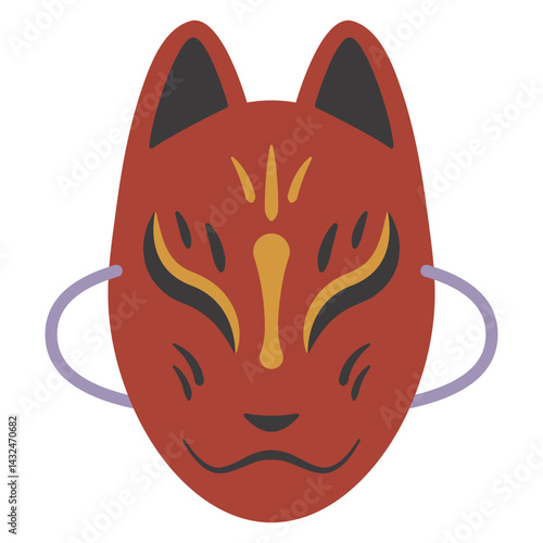 赤い狐のお面のイラスト