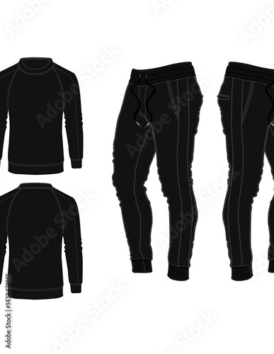 Tracksuit sports item men and women color option with black white fully editable file