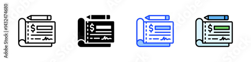 Checkbook Icon Collection With Multiple Styles