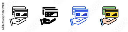 Credit Card Icon Collection With Multiple Styles