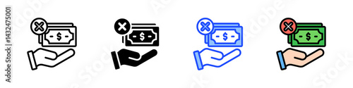No Money Icon Collection With Multiple Styles