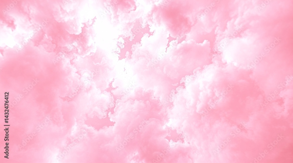 Fototapeta premium Shades of pink and white clouds abstract background illustration.