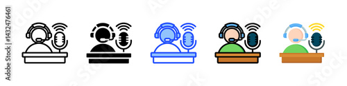 Broadcaster Icon Collection With Multiple Styles