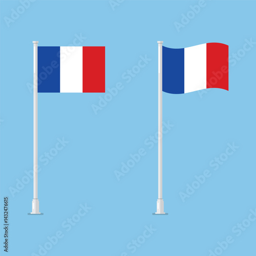 Flag of France on pole