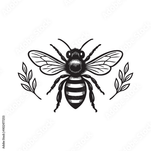 bees and leaves for beekeeping logo