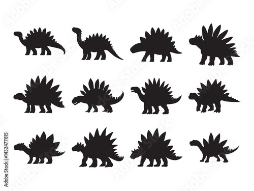 Set of stegosaurus silhouette