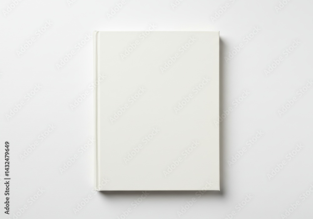A white book with a blank cover on a white background providing copy space for creative design needs A white book with a blank cover on a white background providing copy space for creative design needs