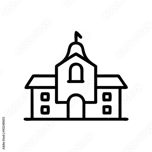 School Building with Bell Icon Design