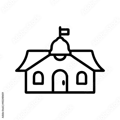 School Building with Bell Icon Design