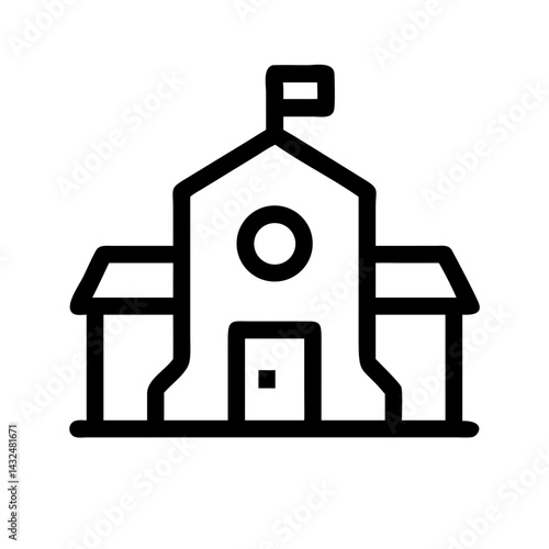School Building with Bell Icon Design