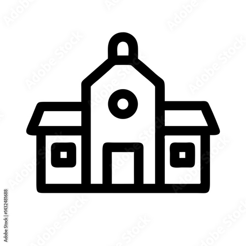 School Building with Bell Icon Design