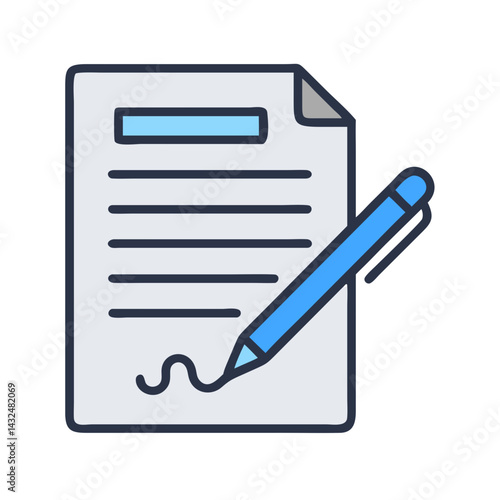 Signed Document with Pen Icon Design
