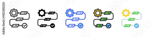 Workflow Icon Collection With Multiple Styles