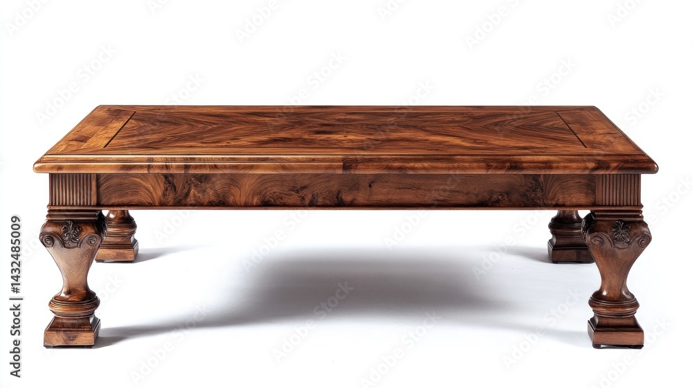 Fototapeta premium Rectangular wooden coffee table with intricate details