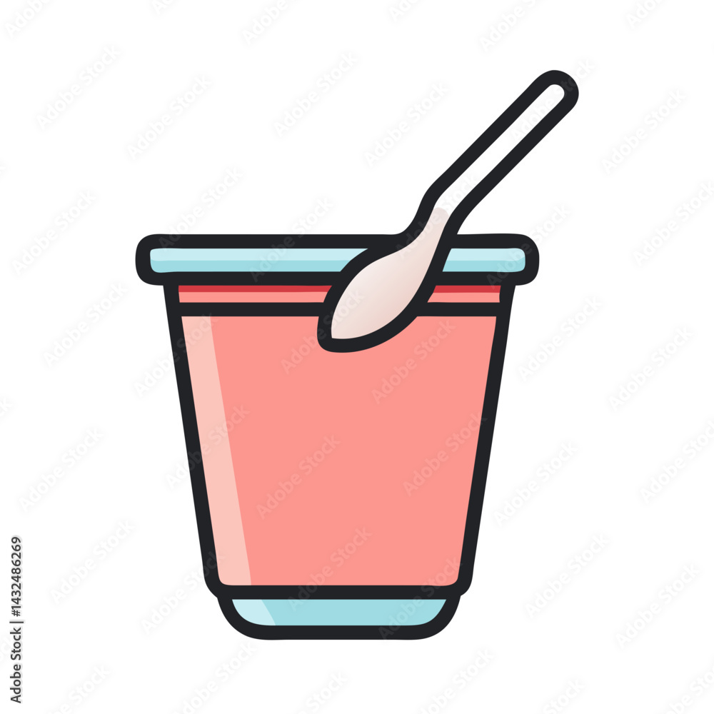 Yogurt Cup with Spoon Icon Design Yogurt Cup with Spoon Icon Design