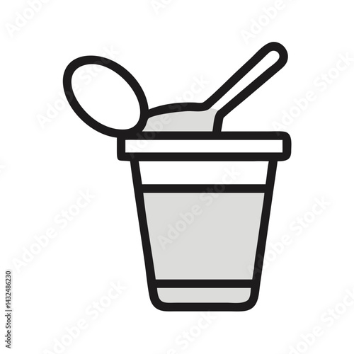 Yogurt Cup with Spoon Icon Design