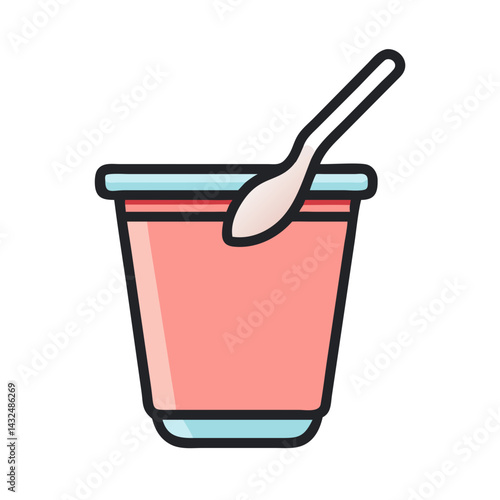 Yogurt Cup with Spoon Icon Design