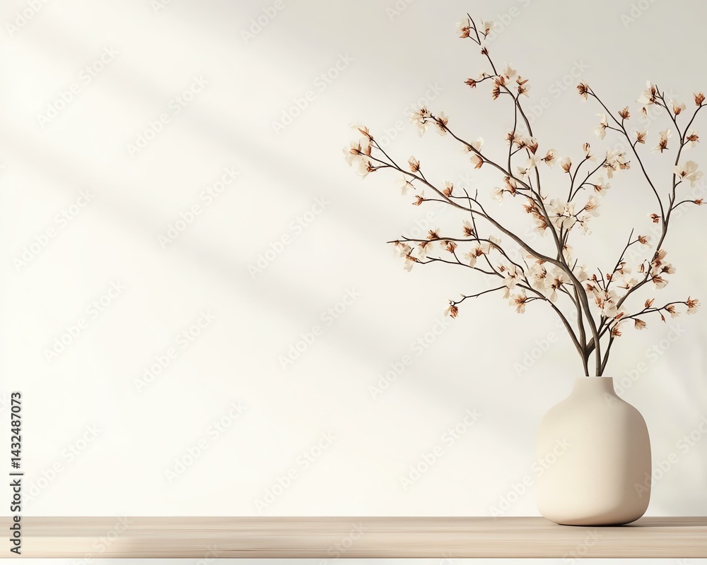 Elegant vase with delicate branches set against a light backdrop, evoking tranquility and natural beauty. Elegant vase with delicate branches set against a light backdrop, evoking tranquility and natural beauty.