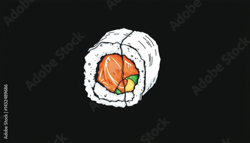 sushi on a black background