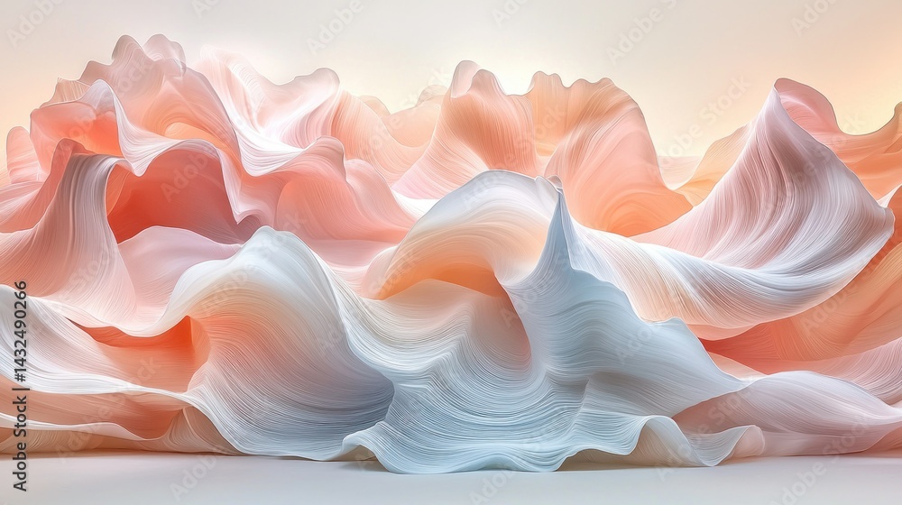 Abstract Peach and Grey Waves: A Serene Digital Landscape Abstract Peach and Grey Waves: A Serene Digital Landscape