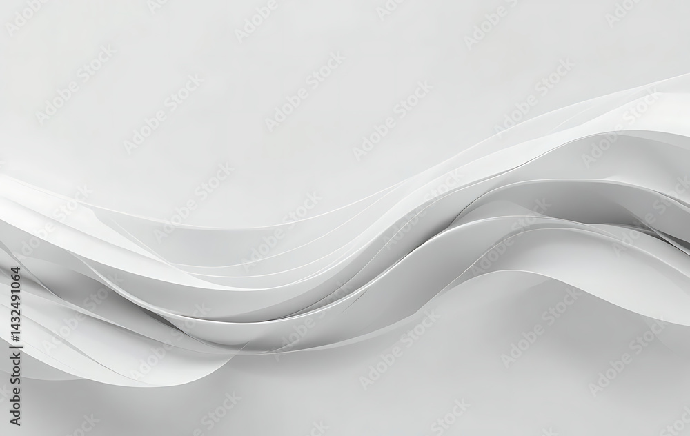 Obraz premium Abstract Flowing Design Featuring Smooth Beige and White Curves Creating a Wave-Like Pattern with a Sense of Movement