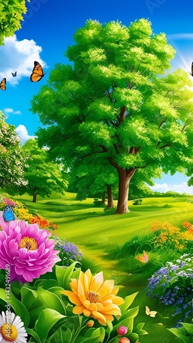 summer landscape with flowers