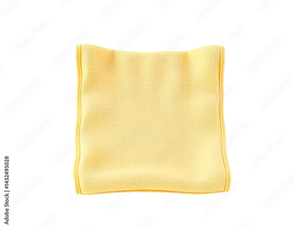 Close-up of a soft, yellow square pillow isolated on transparent background Close-up of a soft, yellow square pillow isolated on transparent background